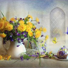 Схема вышивки «Солнечный букет и лиловые бабочки»