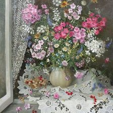 Оригинал схемы вышивки «Цветы на окне» (№82169)