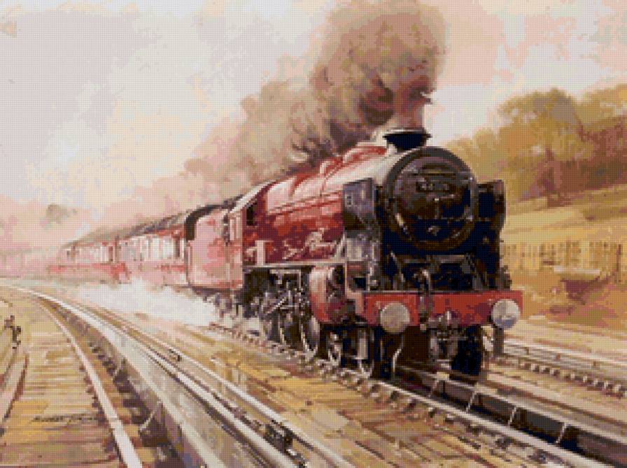 Паровоз 2 - паровоз, картина.транспорт - предпросмотр