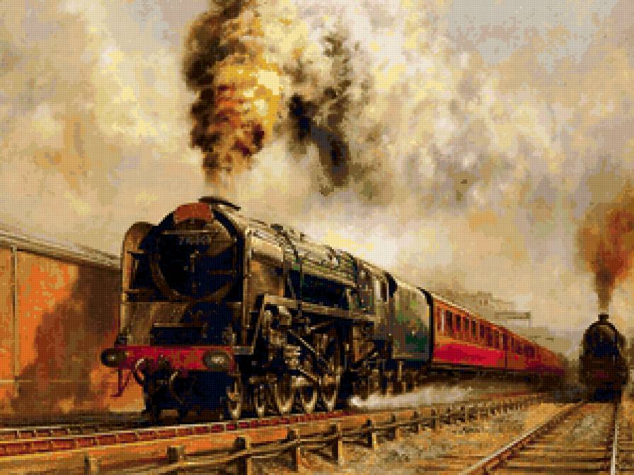 Паровоз 4 - паровоз, картина.транспорт - предпросмотр