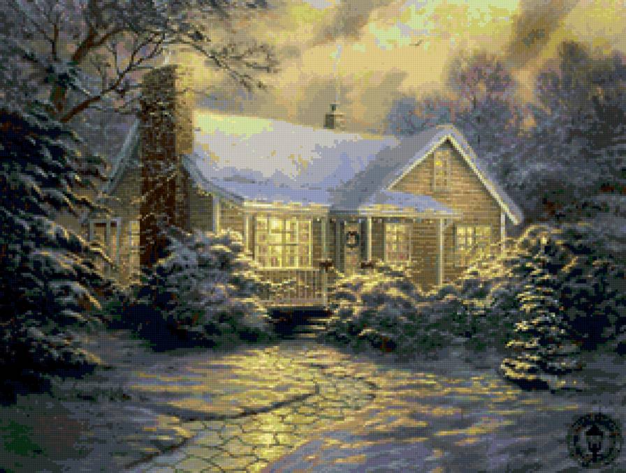 Зимний пейзаж - пейзаж, зима, картина - предпросмотр