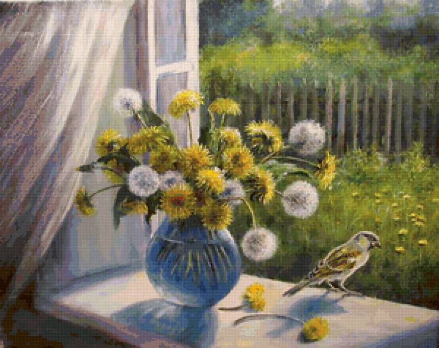 одуванчики - букет, одуванчик - предпросмотр