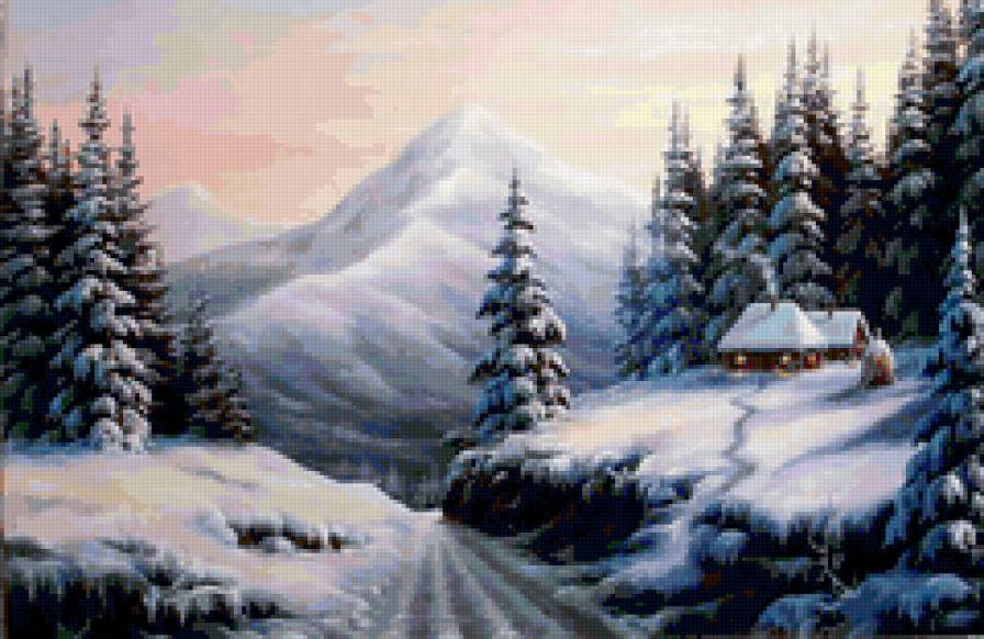 Зима в горах - найденов александр, живопись - предпросмотр