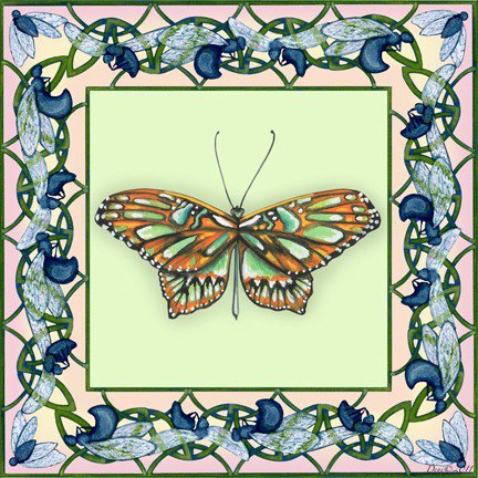 бабочка в рамке 2 - бабочка, насекомые, подушка - оригинал