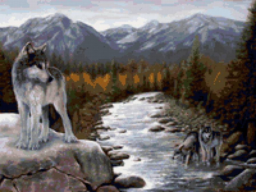 Волк на обрыве - волчата, волк, волчица, волки, волчонок - предпросмотр