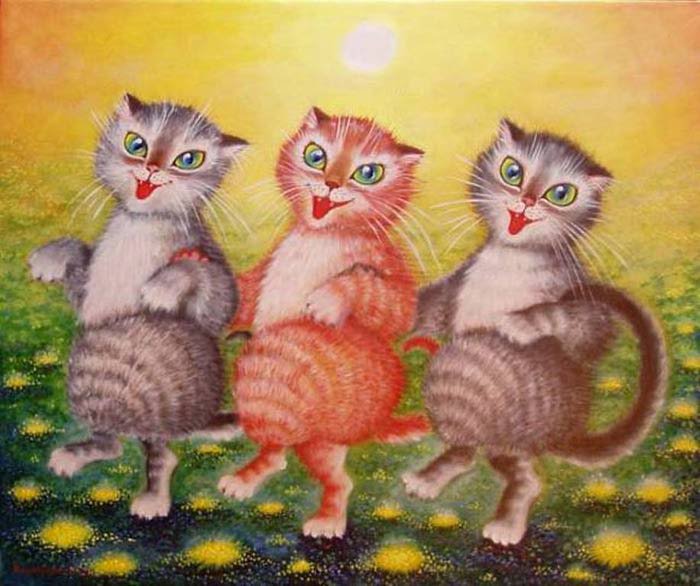 Канкан - животные, коты, живопись - оригинал