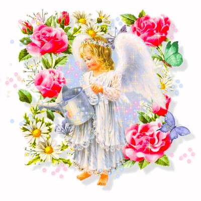 Ангелочек - дети, ангел, живопись, цветы - оригинал