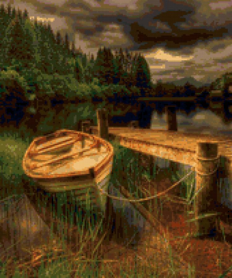 лодка - природа, причал, лодочка - предпросмотр