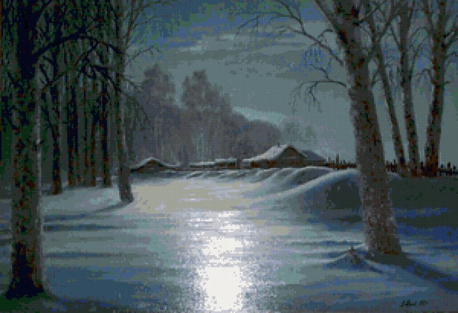 Серия "Пейзаж. Зима" - домик, зима, пейзаж - предпросмотр