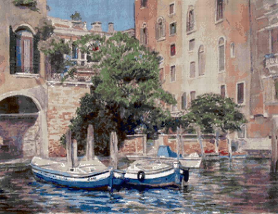 Улочки Венеции - река, домик, лодки, пейзаж, город - предпросмотр