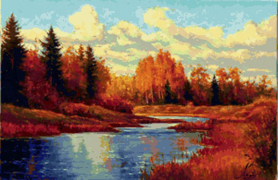 Серия "Пейзаж. Осень" - пейзаж, осень, река - предпросмотр