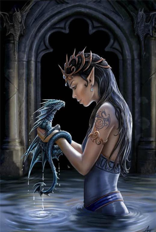 Девушка и Дракон - драконы, девушка, фэнтези, миф, животные, анна стоукс, магия - оригинал