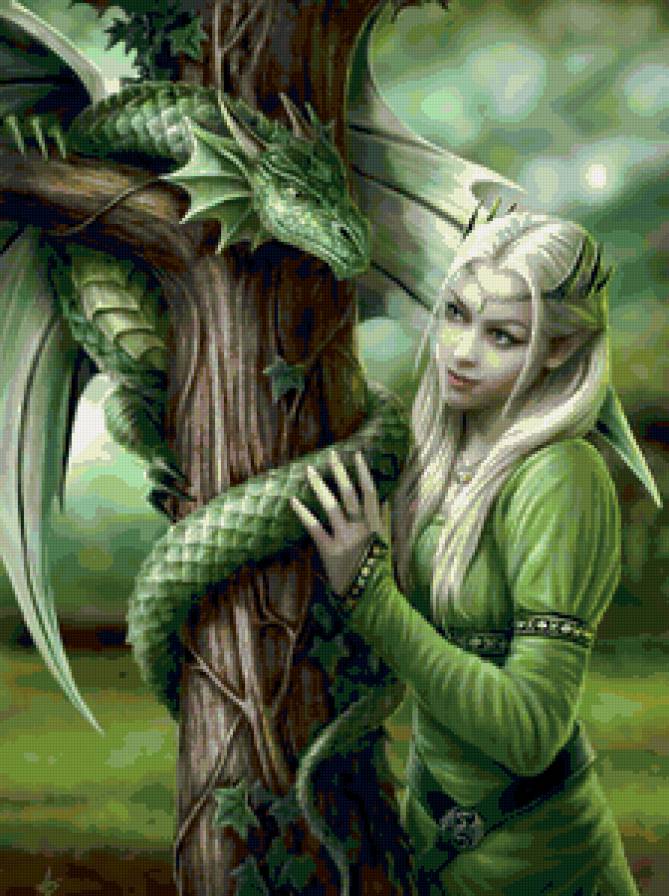 Девушка и Дракон - фэнтези, магия, драконы, девушка, анна стоукс, животные, миф - предпросмотр