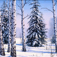 Оригинал схемы вышивки «зима в лесу» (№84782)