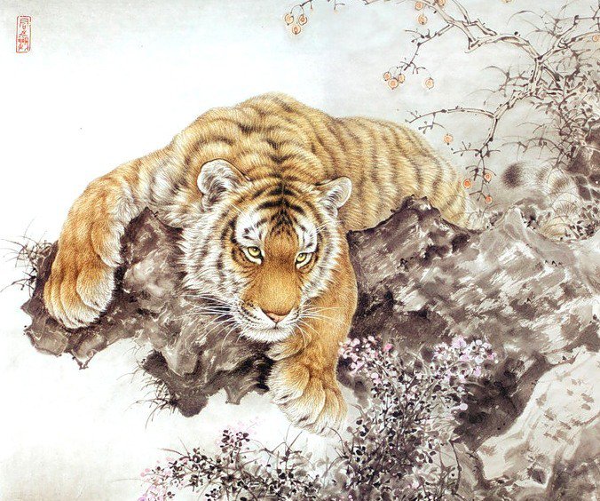 Тигр - тигр, дикие хищные кошки, животные, гохуа, кошки - оригинал