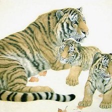 Схема вышивки «Тигры. Мама с малышами»