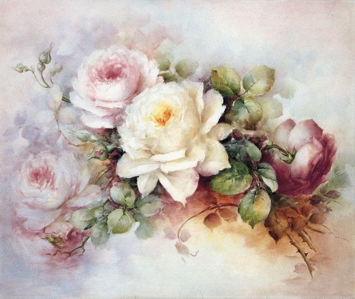 Розы - цветы, скатерть, салфетка - оригинал