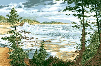 побеежье - волны, пейзаж, вода, дерево, море - оригинал