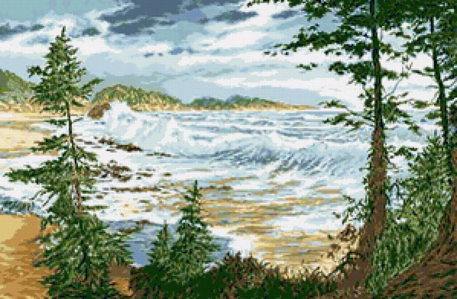 побеежье - вода, море, волны, пейзаж, дерево - предпросмотр