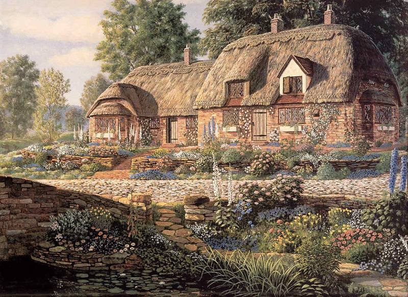 005 - искусство, домик, картина, пейзаж - оригинал