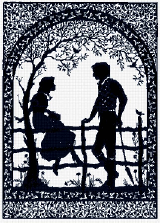 4569 - люди, монохром, силуэты - предпросмотр