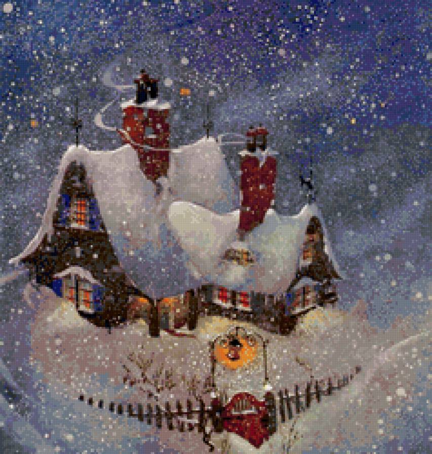 Зимний вечер - зима, фонарь, новый год, рождество - предпросмотр