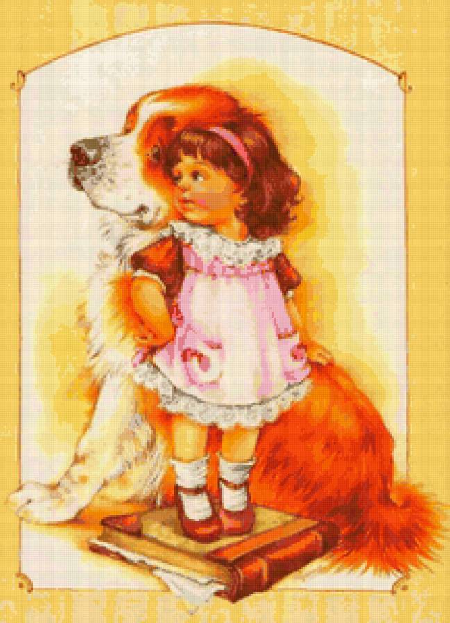 Верный друг - собака, дети, детские сюжеты, собаки, малыши, девочка, сенбернар - предпросмотр