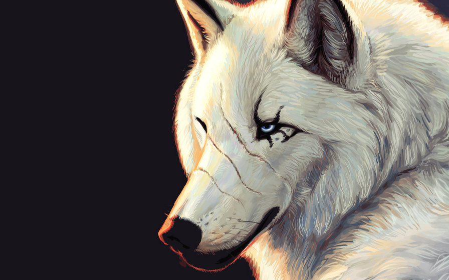 Волк нарисованный - волки, животные - оригинал
