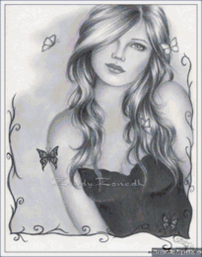 девушка - люди, девушки, бабочки - предпросмотр