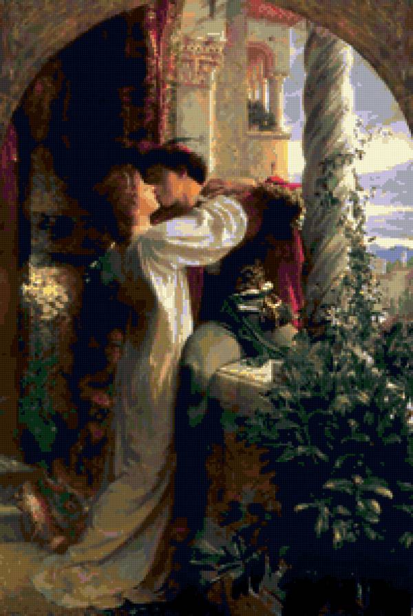 Тайный поцелуй - картина, живопись, любовь, девушка, поцелуй - предпросмотр