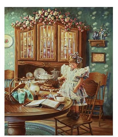 Помощница - дети, живопись, цветы - оригинал