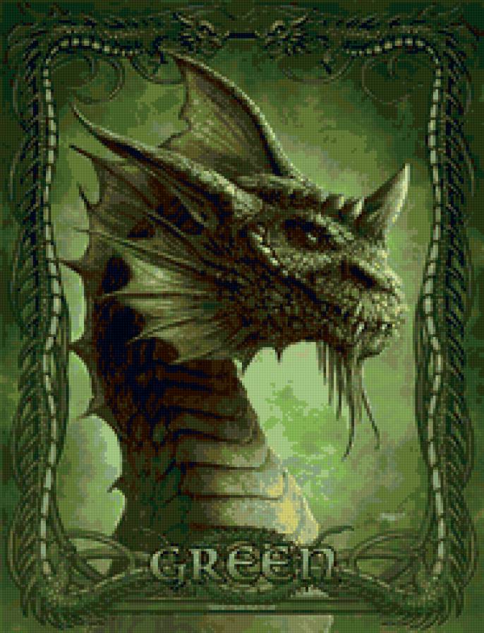 изумрудный дракон - дракон, картина - предпросмотр