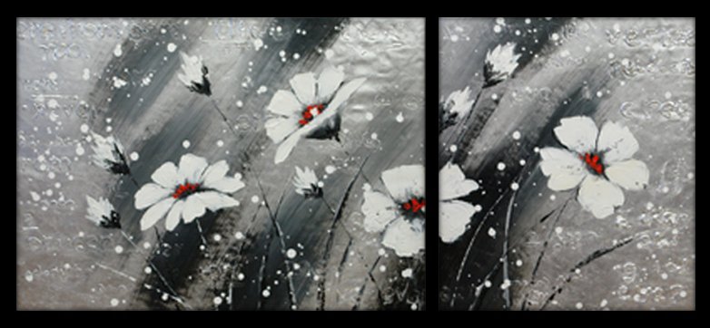 снежные цветочки - модульная картина - оригинал