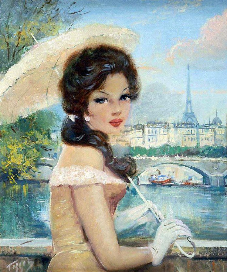 Парижанка - девушка, женский портрет, женщина, париж, краса, незнакомка - оригинал