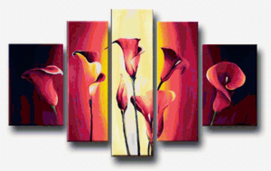 каллы - модульная картина - предпросмотр