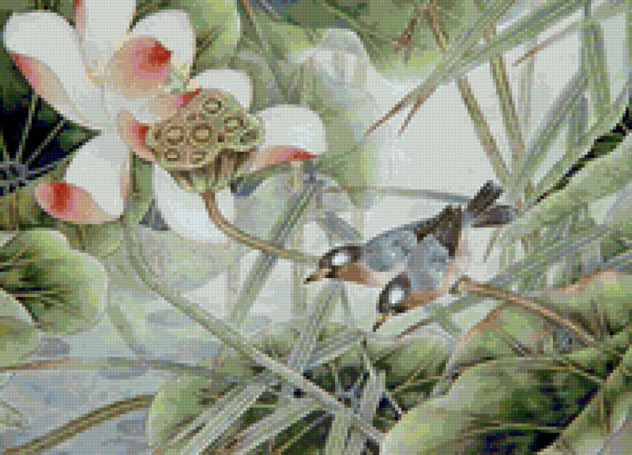 Птички - птицы, подушка, природа - предпросмотр