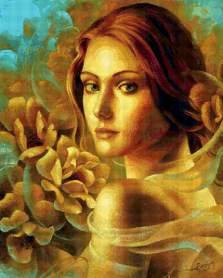 Серия "Она" - цветы, девушка - предпросмотр