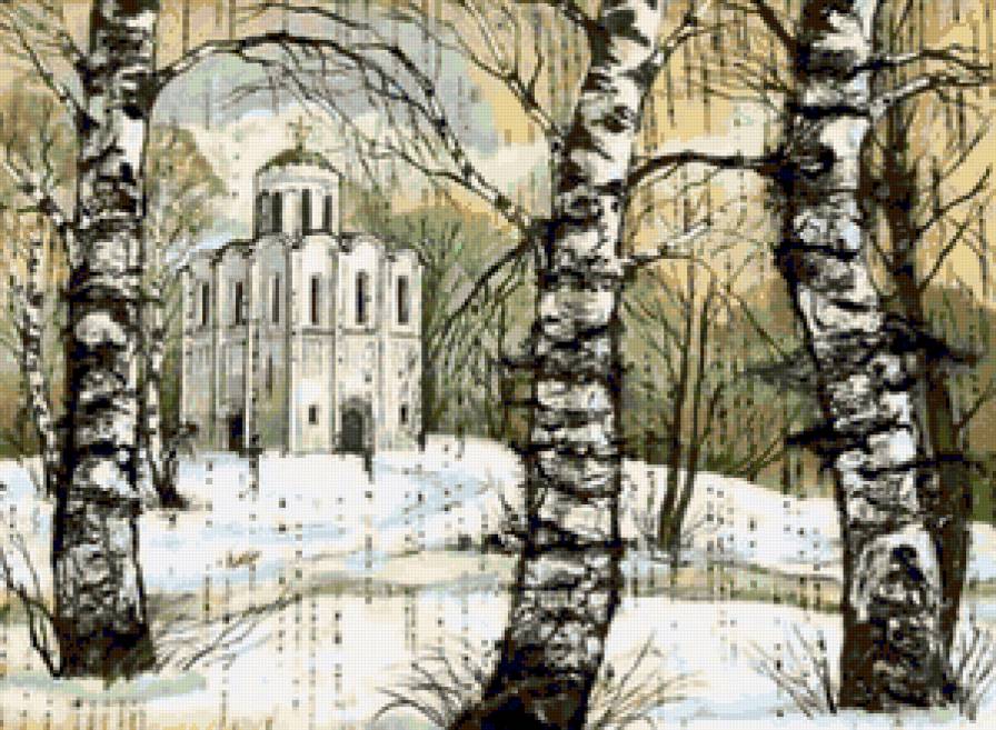 Церковь в лесу - пейзаж, лес, береста, природа, березки, красота, церковь - предпросмотр