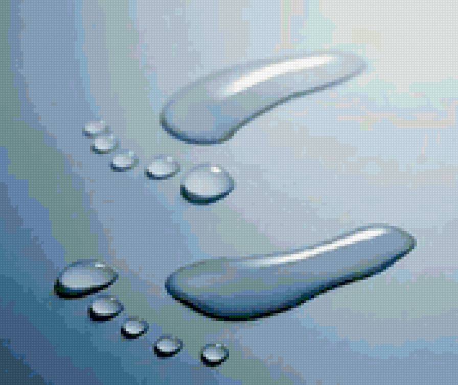 следы - синий, следы, капли - предпросмотр