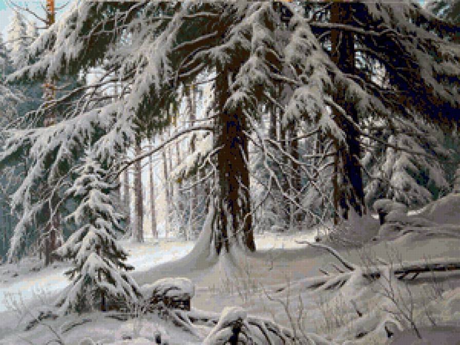 Снежное царство - сугробы, зимняя картина, снег, лес, зима, пейзаж, природа - предпросмотр