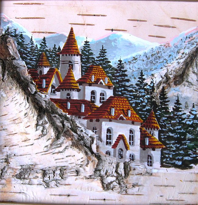 Замок в лесу - замки, лес, горы, замок, природа, живопись, пейзаж - оригинал