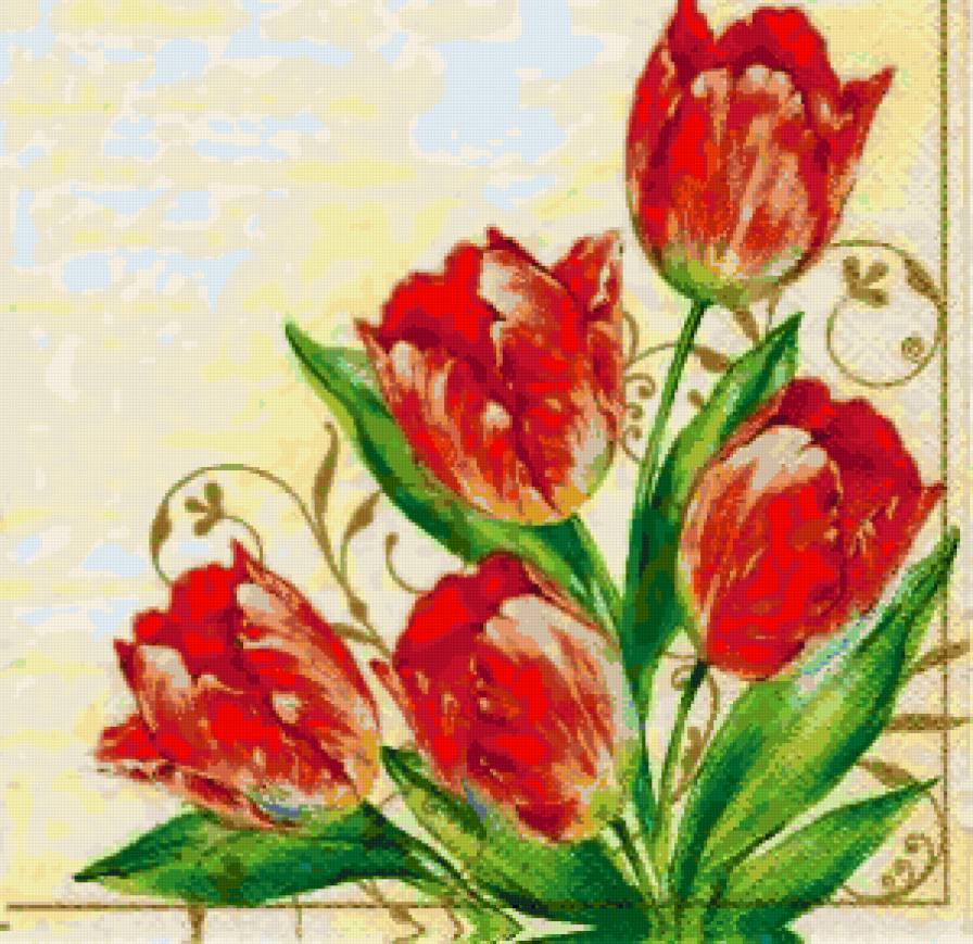 Тюльпаны - тюльпан, подушка, букет, весенние цветы, цветы, тюльпаны, весна - предпросмотр