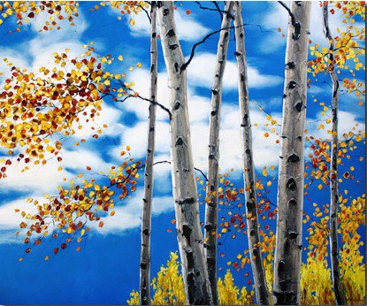 Осины и небо - природа, осень, деревья, небо, пейзаж, лес, осины, листва - оригинал
