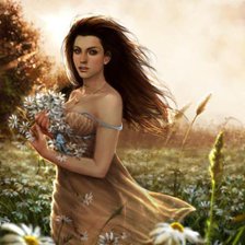 Схема вышивки «Девушка с цветами»