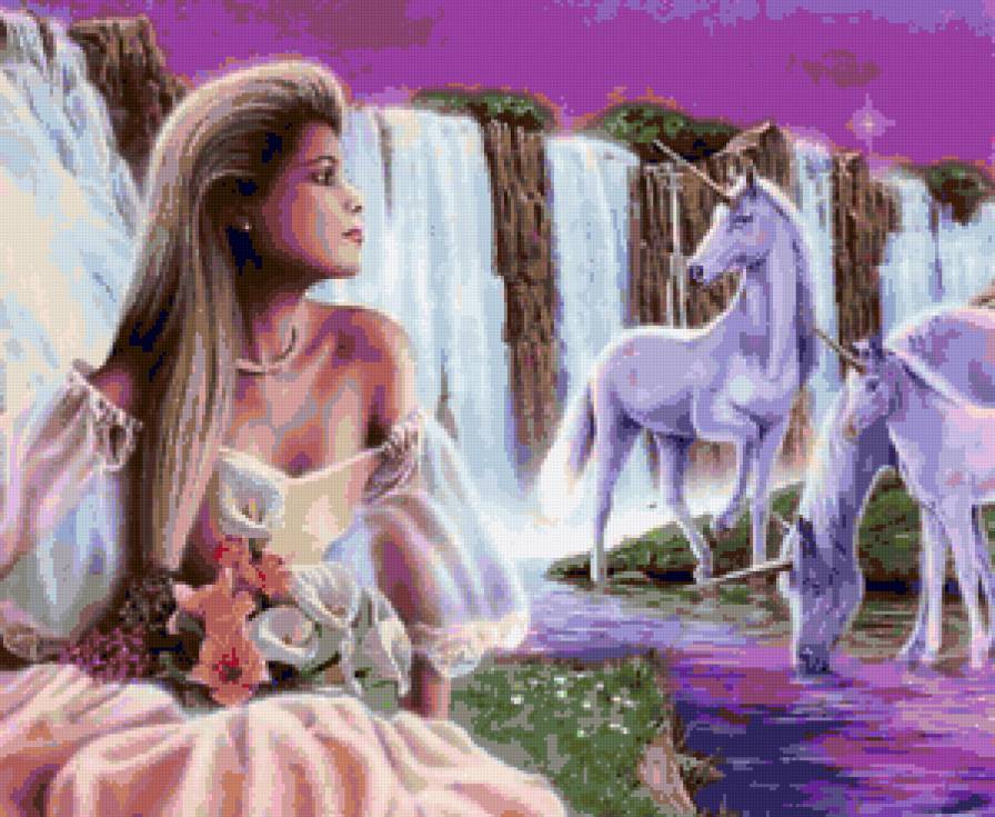 №88338 - пейзаж, лошади, девушка, животные - предпросмотр