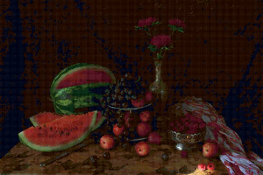 Натюрморт с арбузом - натюрморт - предпросмотр