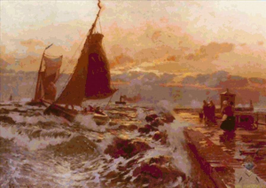 Причал - живопись, искусство - предпросмотр