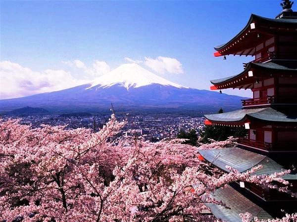 Гора Фудзи - япония, пагода, восток, горы, пейзаж, природа - оригинал