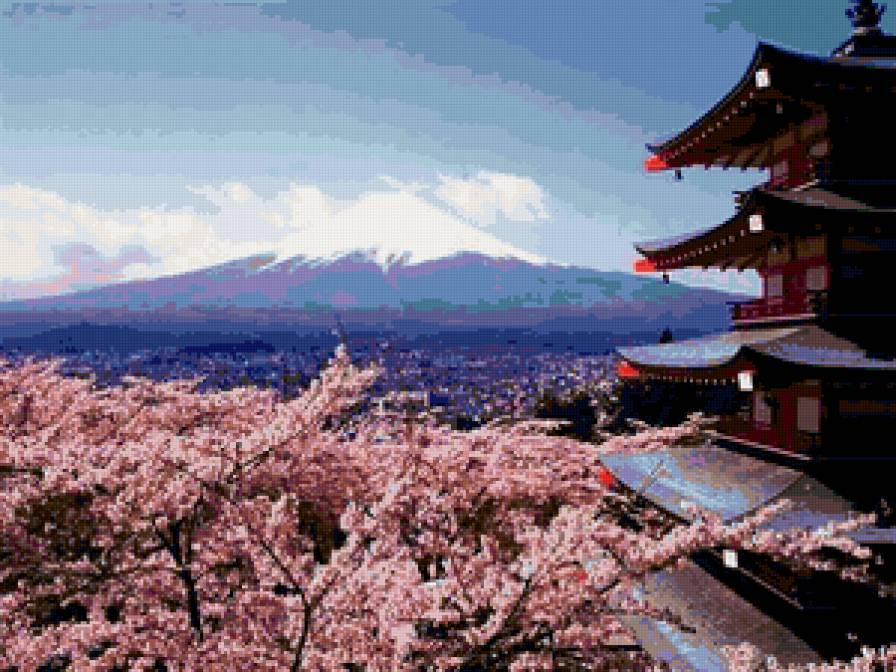 Гора Фудзи - пагода, пейзаж, природа, восток, япония, горы - предпросмотр