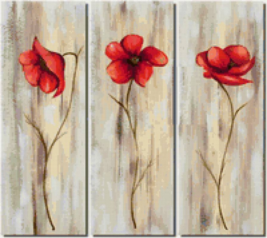 триптих - цветы, триптих - предпросмотр